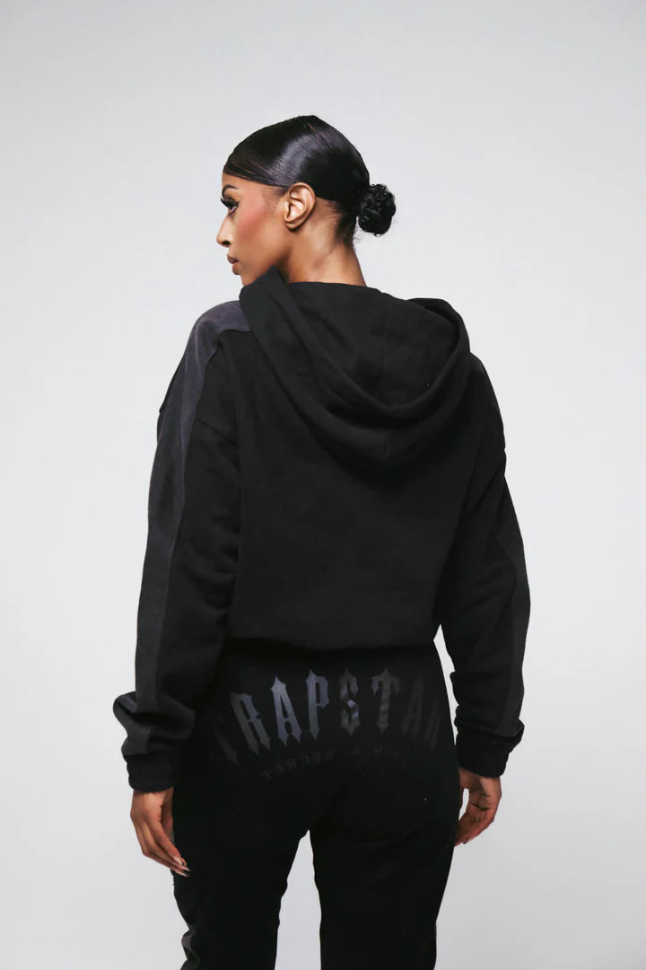 Trapstar WOMEN'S DENIM PANEL DECONSTRUCTED TRACK BOTTOMS - BLACK