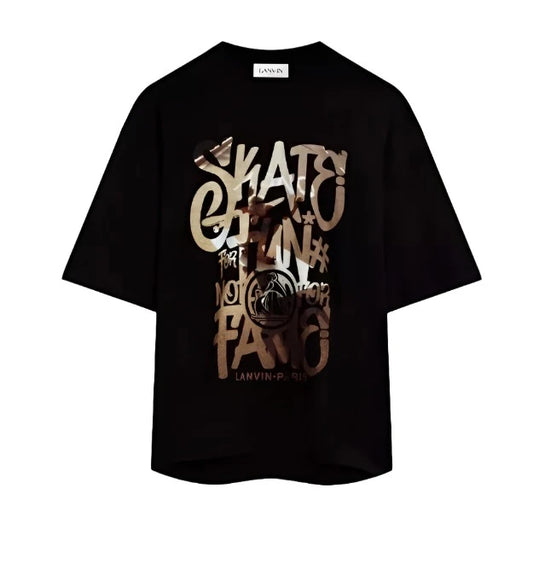 Lanvin Printed Graphic Black Skate T-shirt In Black