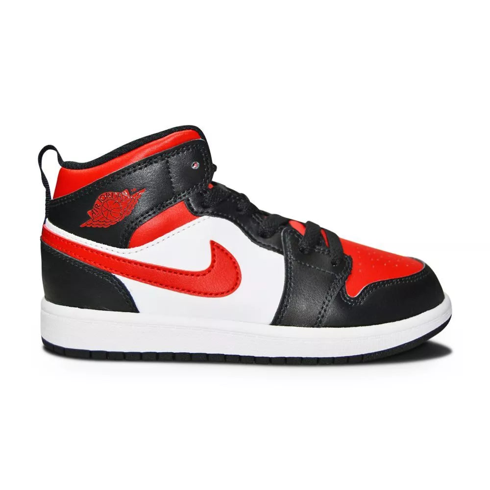 Jordan 1 Mid Black Fire Red PS