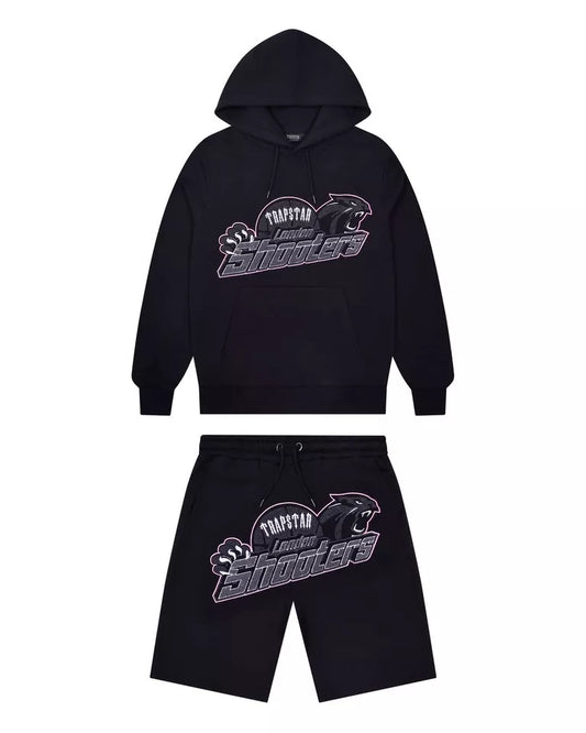 Trapstar Shooters Hoodie Short Set- Black