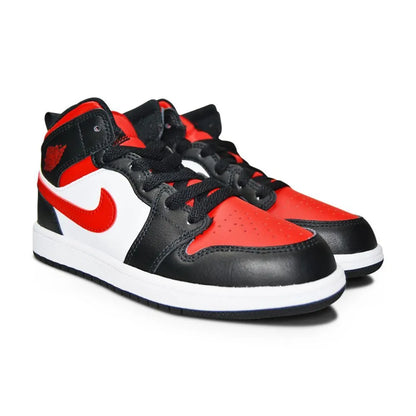 Jordan 1 Mid Black Fire Red PS