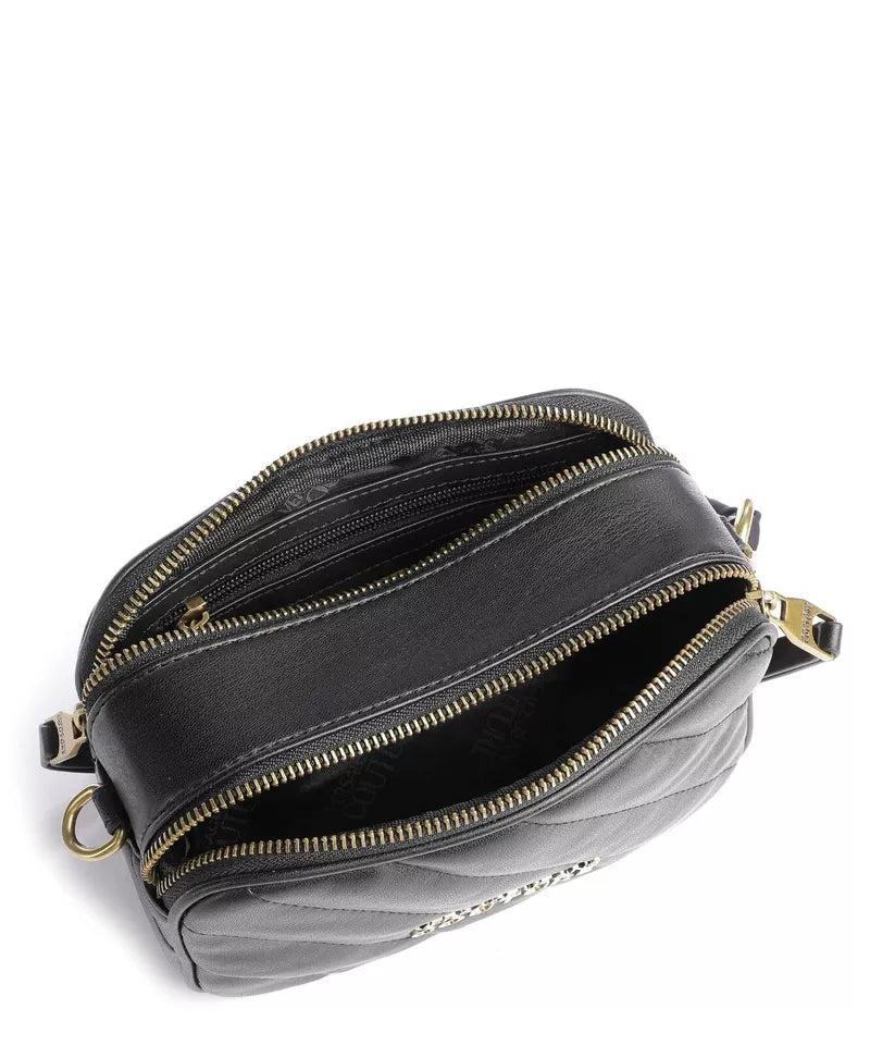 VERSACE Black Shoulder Bag Crossbody Handbag Chain Quilted w. Scarf