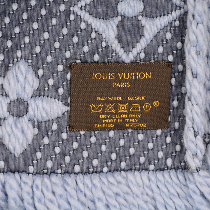 Louis Vuitton Wool Silk Logomania Scarf 'Blue'