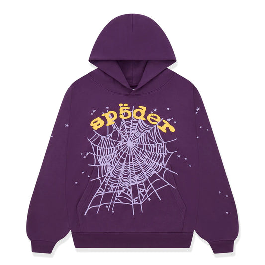 SP5DER PURPLE STAR OG WEB V2 HOODIE